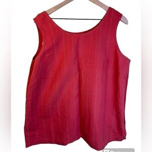 EVAN-PICONE 55% Linen Tank Top Size 1X Side Slits Lagonlook Summer